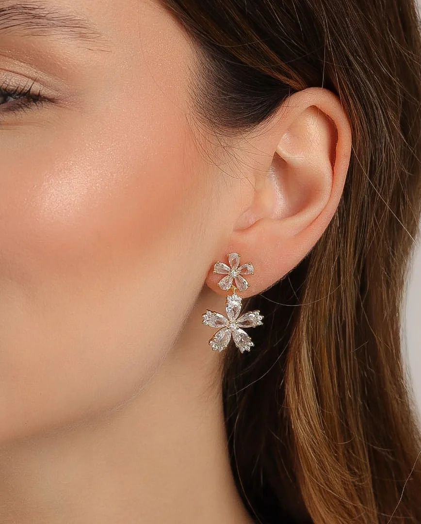 Brinco flor cristal